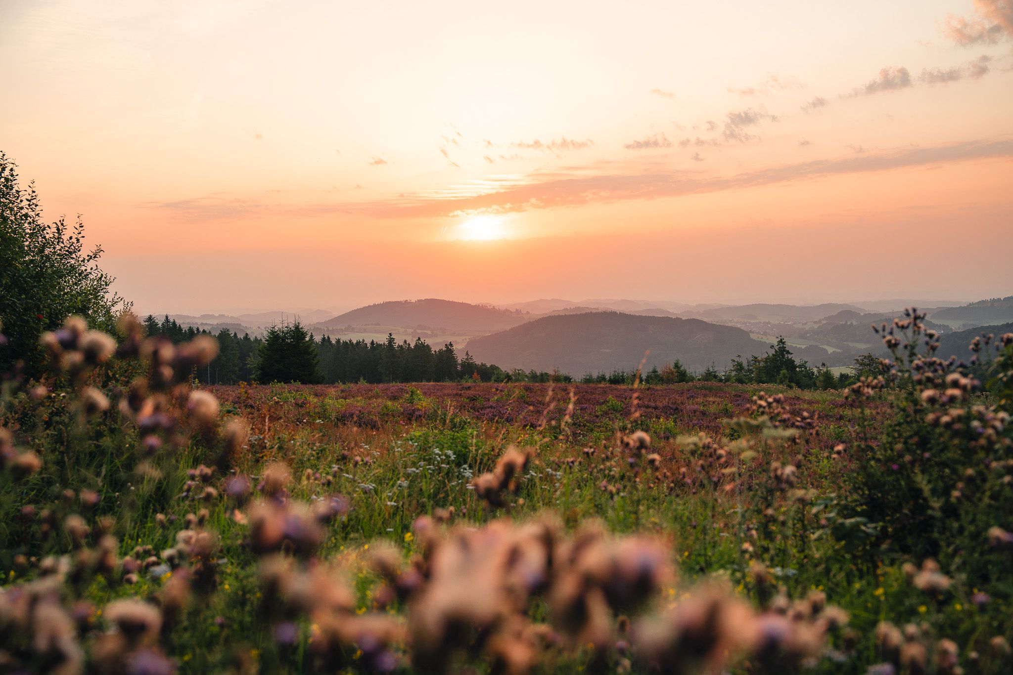 Sonnenuntergang über das Sauerland